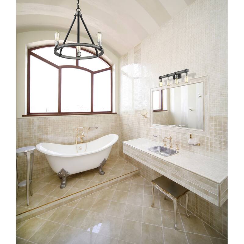 Z-Lite Kirkland 4 Light 30" Wide Faux Wood Bath Light