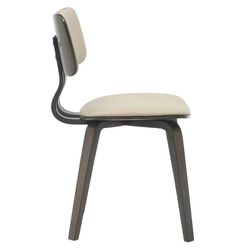Clivo Leather Dining Chair with Open-Back and Poplar Wood Legs for Kitchen or Dining Room Set of 2