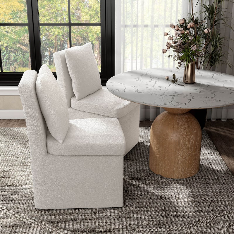 Furniture of America Salantes Modern Boucle Chenille Side Chair with Casters