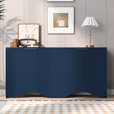 Navy Blue Accent Storage Cabinet Dining Buffet Sideboard Console Table
