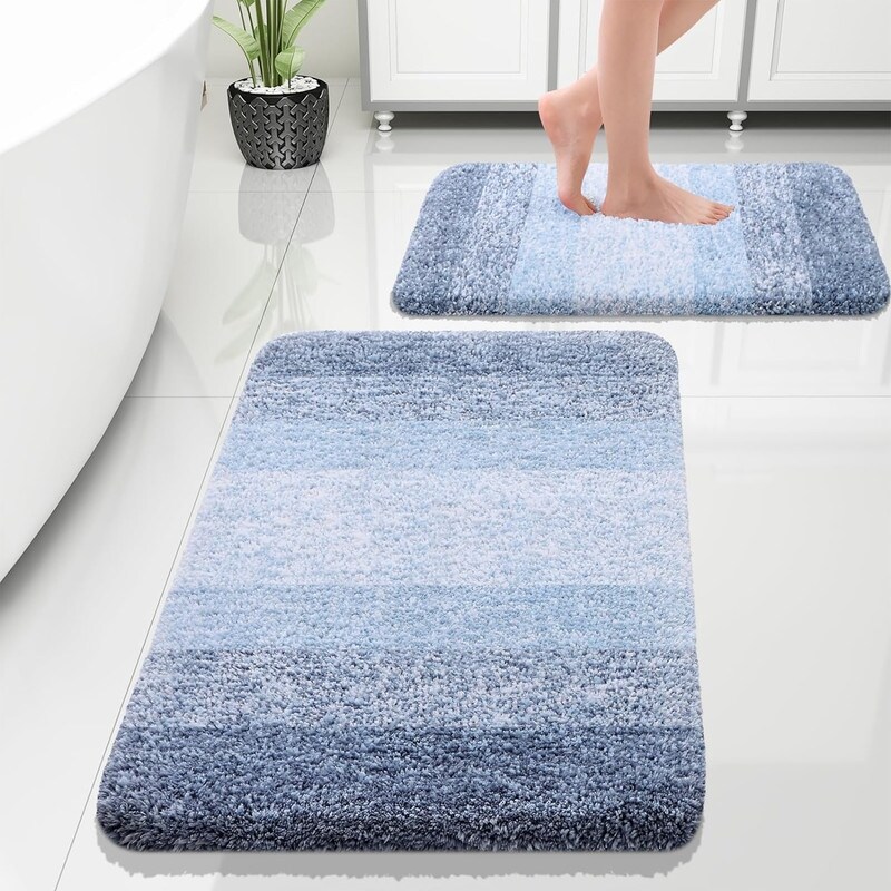 Blue Microfiber Bathroom Rugs and Bath Mats Bed Bath & Beyond