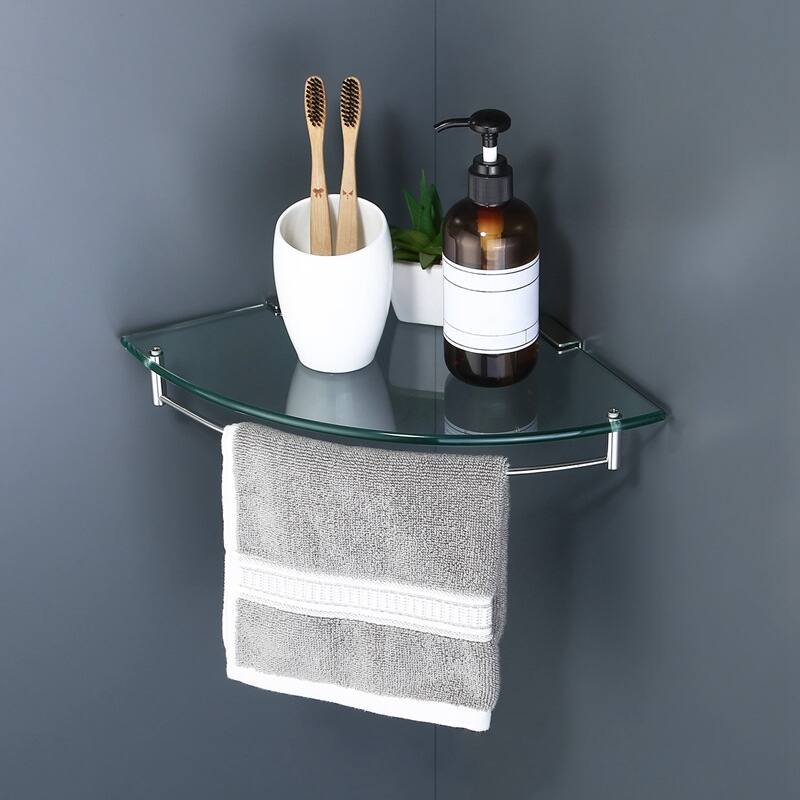 Wall Mount Bathroom Corner Triangle Glass Shelf
