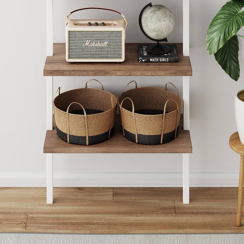 Nathan James Theo 5-Shelf Ladder Bookcase Wood with Metal Frame