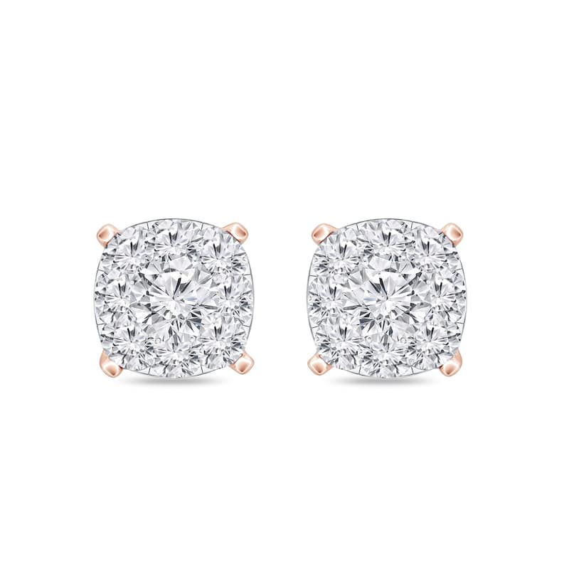 Auriya 14k Gold 1/2ctw Cushion Pave Diamond Stud Earrings (H-I, I1-I2)