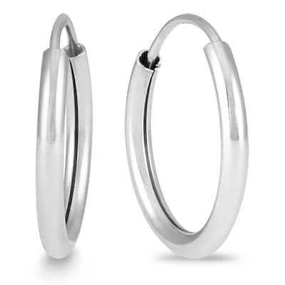 Marquee Jewels 14k White Gold 14-millimeter Hoop Earrings