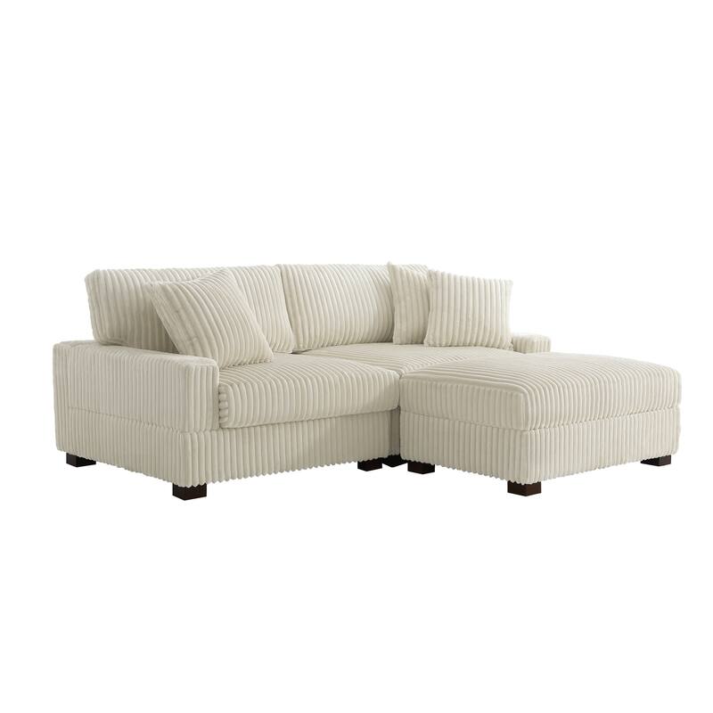 Plush Corduroy Modular Sectional Sofa Comfy Couch