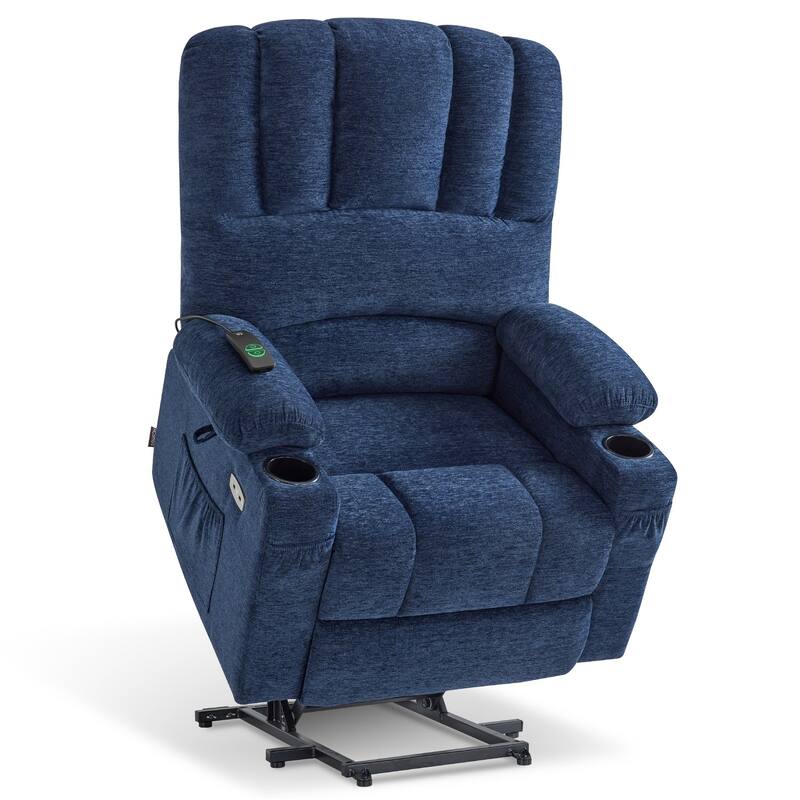 Power Lift Recliner Chair for Elderly, Massage and Heat, Faux Leather & Fabric