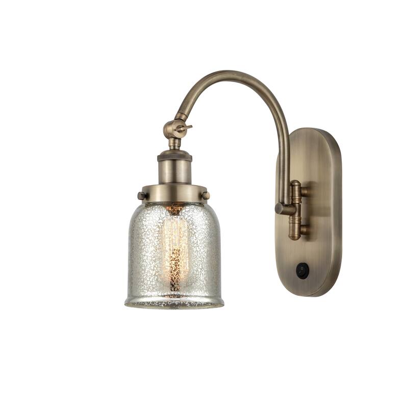 Innovations Lighting Franklin Restoration Bell - 1 Light 5" Sconce - Arm Swivels Side To Side - Silver Plated Mercury/Antique Brass