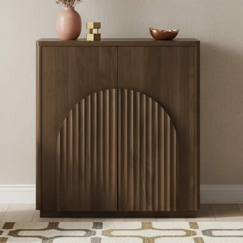 Spruce & Spring Modern Sideboard Buffet Cabinet with Wave Design