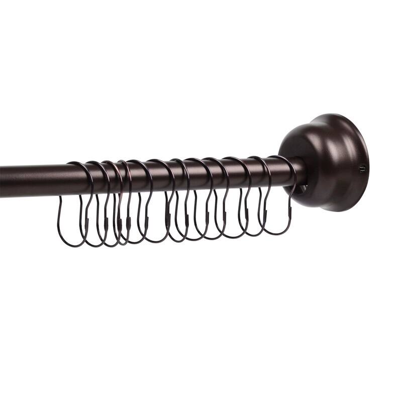 Utopia Alley Rustproof Wall Mounted Single Curved Shower Rod, Aluminum, 45" to 72" Wide, Includes Shower Rings and PEVA Liner