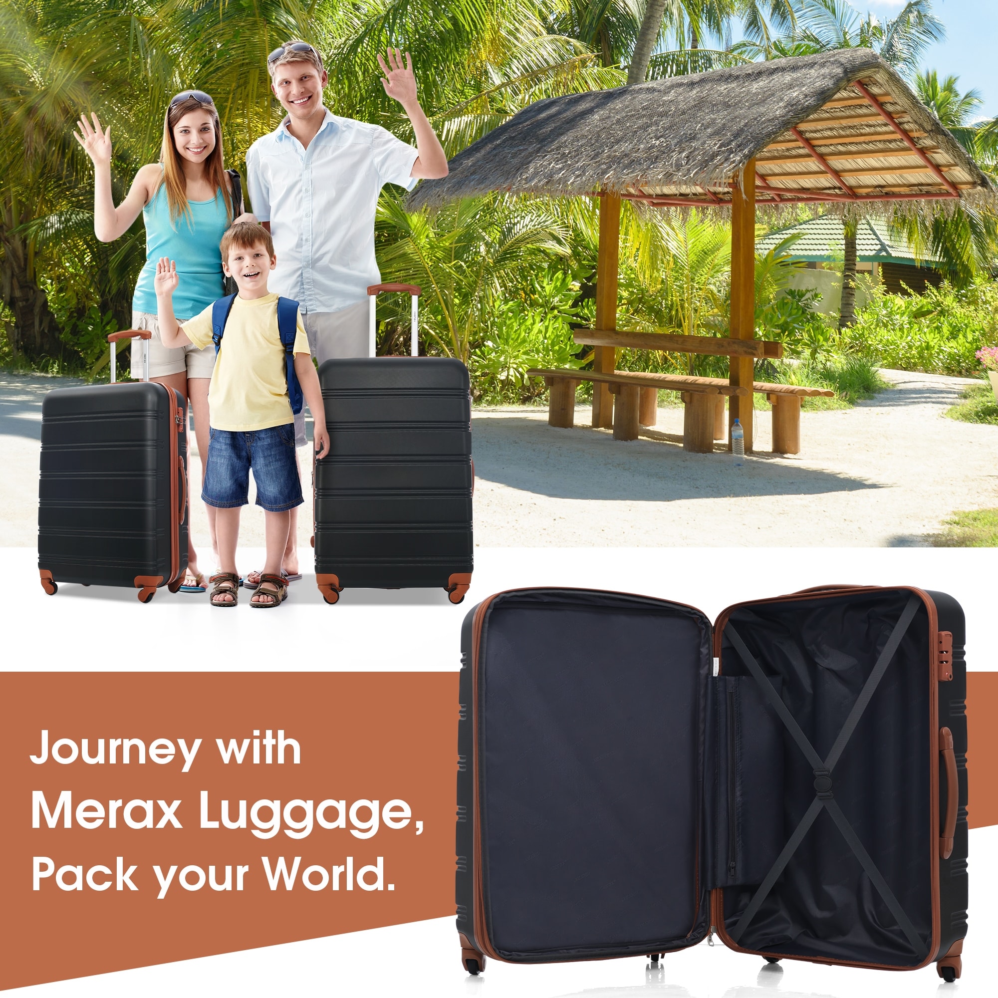 Hardside Luggage 3-Piece Sets (20/24/28) Expandable Suitcase With ...