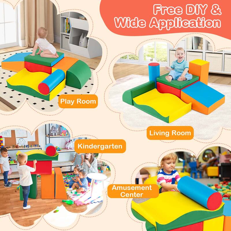 7 PCS Soft Play Blocks Adventure Ready Foam Climber Set - Multi-Color