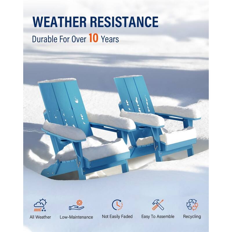 WINSOON HDPE Outdoor Folding Adirondack Chair With Cup Holder( Set of 4)