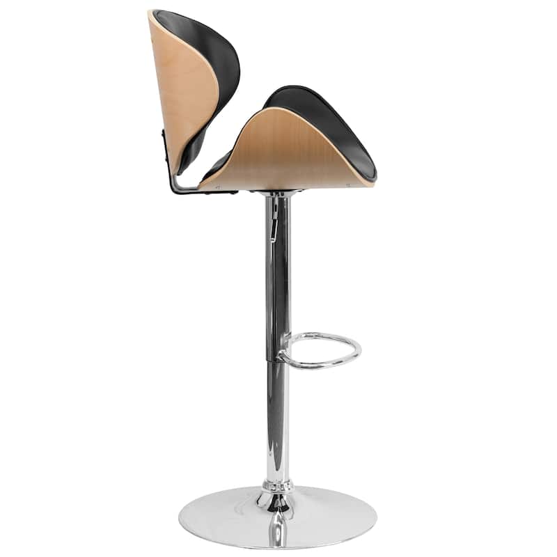 Bentwood Adjustable Height Barstool with Curved Back and Vinyl Seat - 21"W x 20"D x 37" - 45.5"H - 21"W x 20"D x 37" - 45.5"H