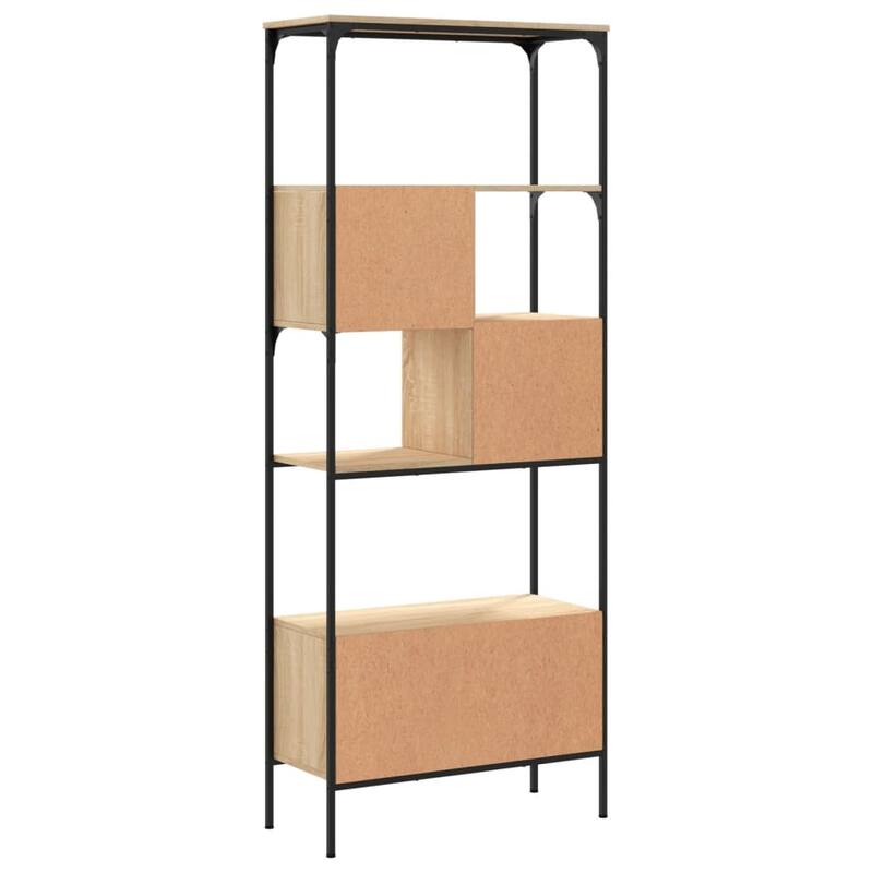 vidaXL Bookcase Sonoma oak Engineered wood, Metal Large Adjustable Feet - 33 x 76 x 74.2 in