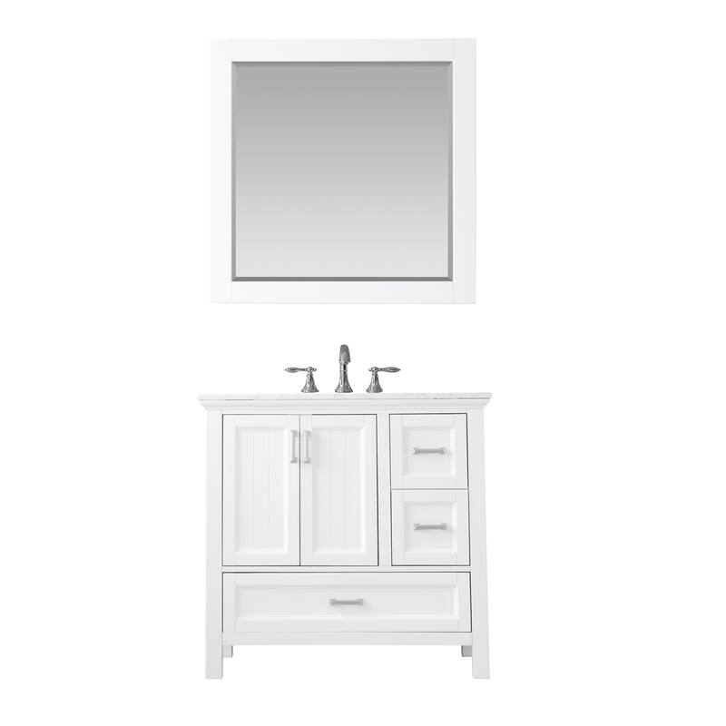 Altair Isla Single Bathroom Vanity Set and Aosta White Countertop with Mirror