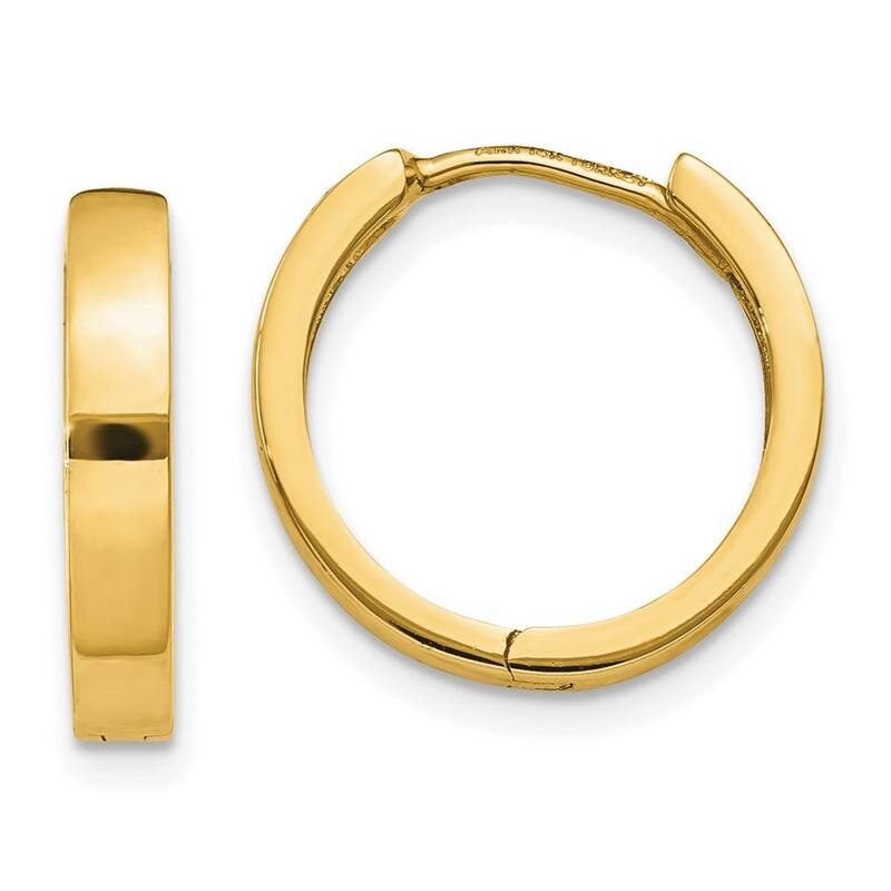 Curata 14k Yellow Gold Solid Hinged Polished 11x3mm Huggies Earrings
