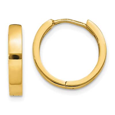 Curata 14k Yellow Gold Solid Hinged Polished 11x3mm Huggies Earrings