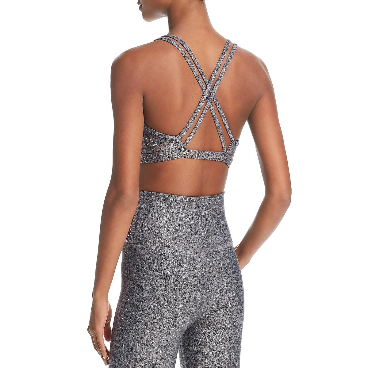 silver metallic sports bra