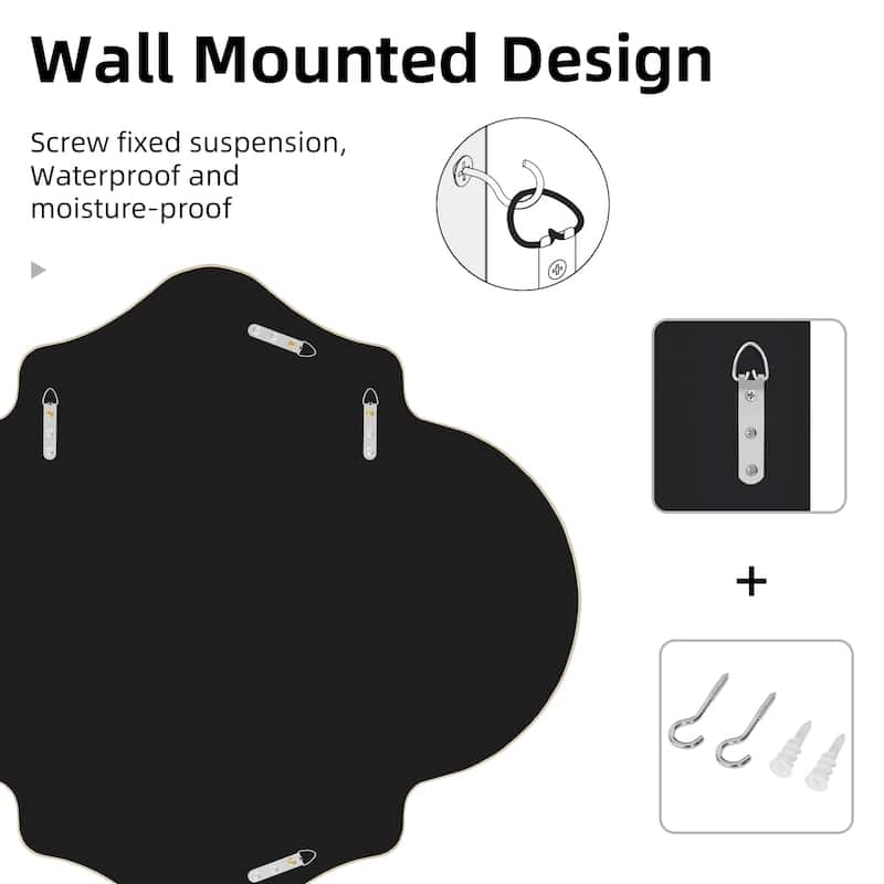 Scalloped Edge Silver Wall Decor Mirror for Hallway, Living Room - 35"x32"x1"