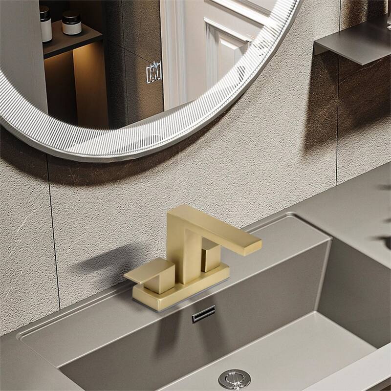 2-Handle Bathroom Sink Faucet Centerset in Black / Gold