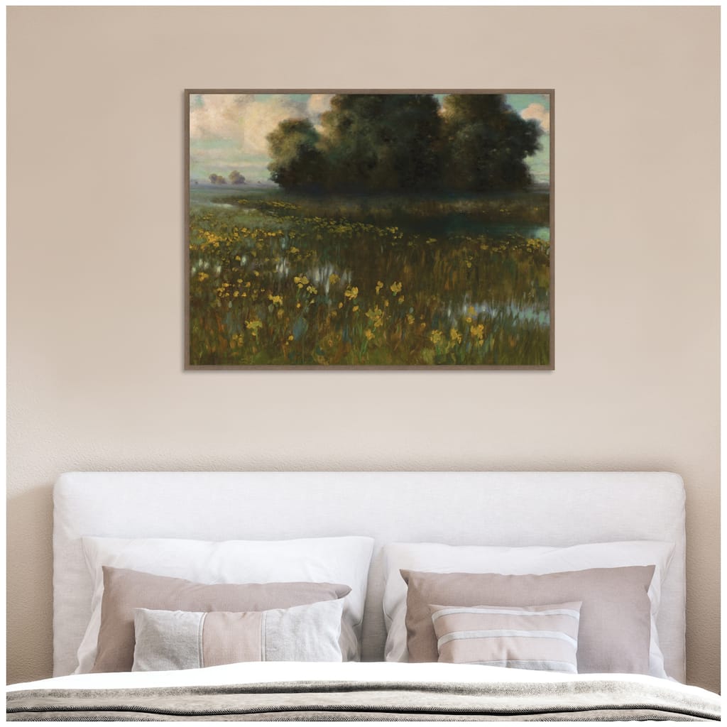 Kate and Laurel Cowslips in a Meadow by Nostalgia Prints Framed Canvas Wall Art Print