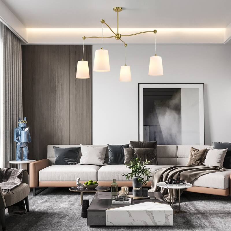 Light Society Llie Chandelier - Brushed Brass/Opal