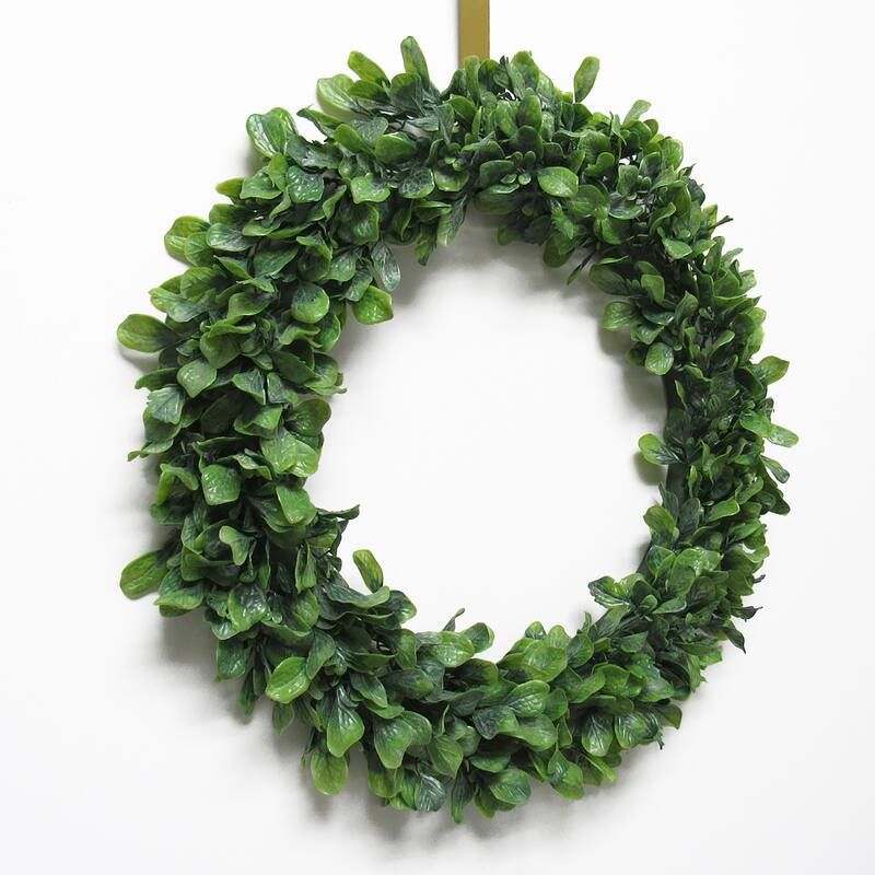 Frosted Green Artificial Lamb's Ear Leaf Foliage Greenery Wreath 18in ...