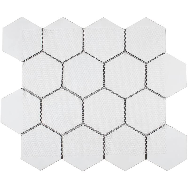 3" Beehive 10.25 in. x 11.75 in. Hexagon Glass Mesh-Mounted Mosaic Tile