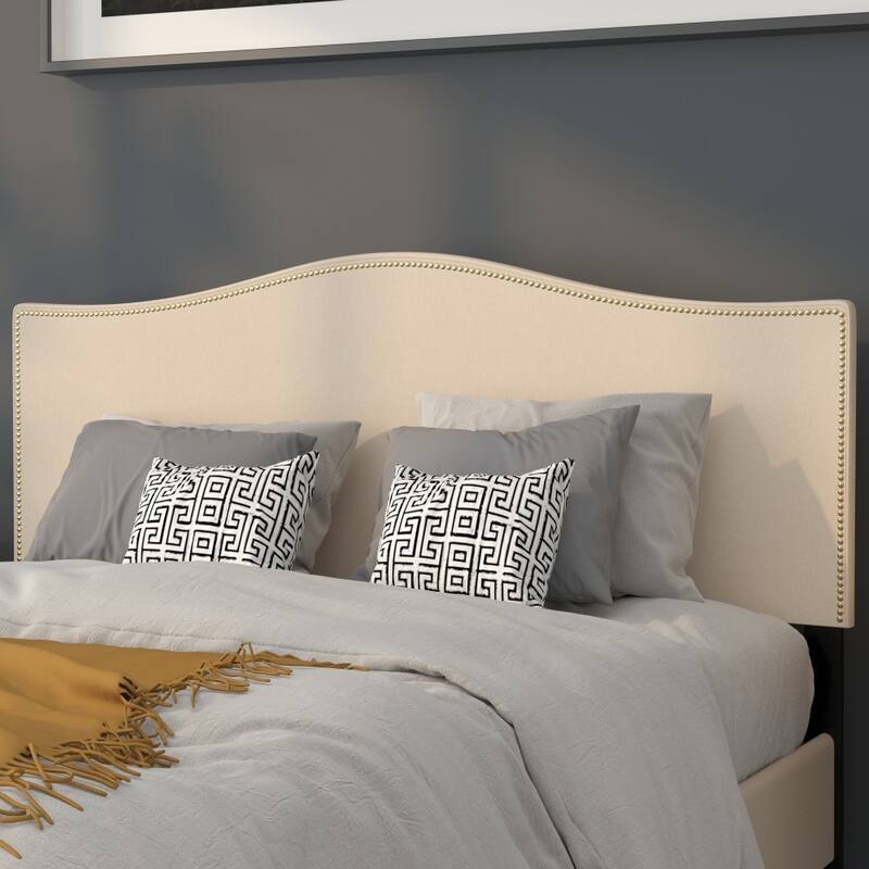 Arched Upholstered Headboard with Nailhead Trim