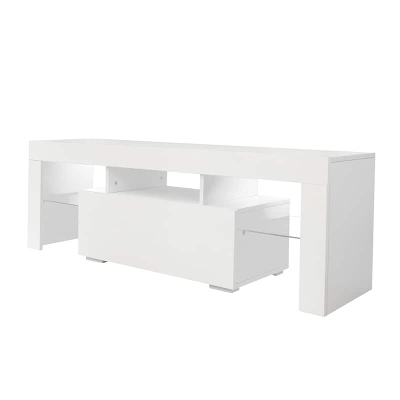 Wood TV Stand with Drawer and LED Light for TVs up to 59"