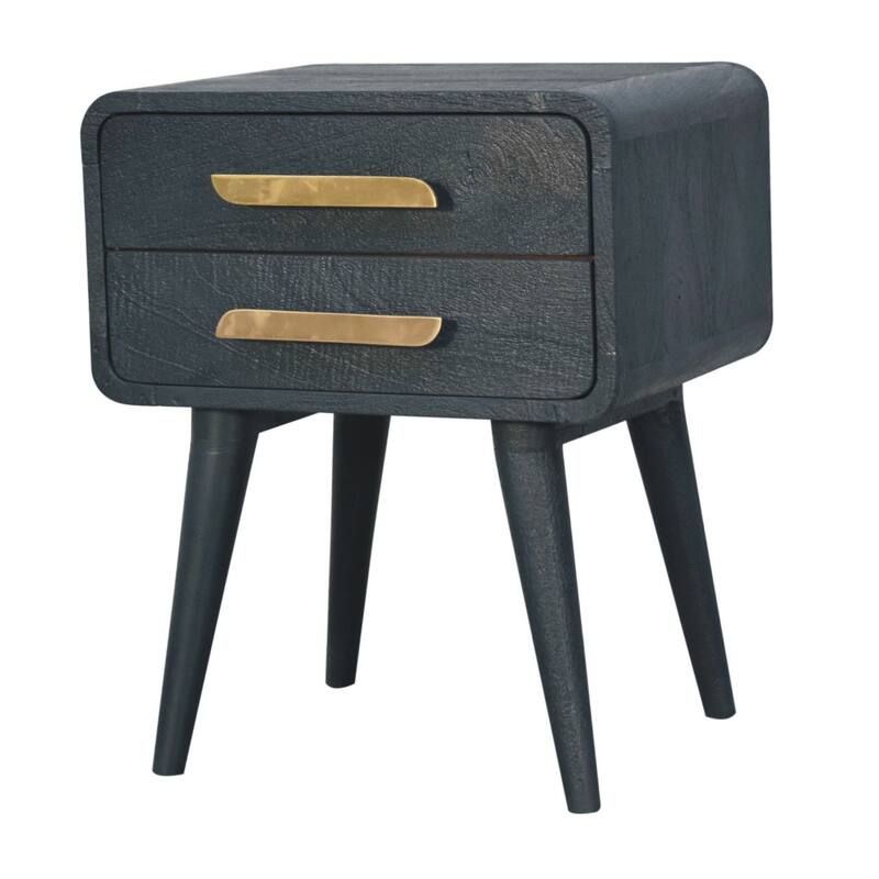 HomeRoots 22" Midnight Solid Wood Two Drawer Nightstand