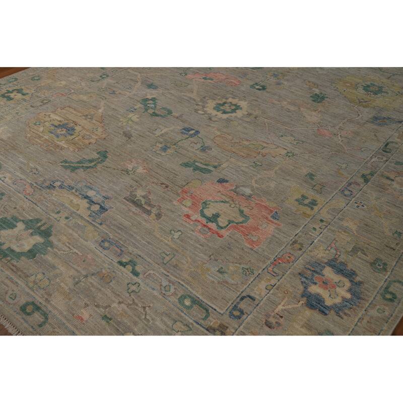 Vegetable Dye Oushak Turkish Area Rug Handmade Living Room Wool Carpet - 7'11"x 10'0"