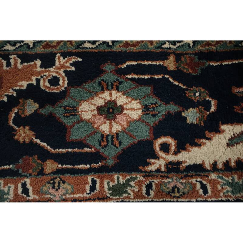 Hand Knotted Oriental 100% Wool Carpet Transitional All-Over Oranges & Rust Oushak Area Rug - 9' 10'' X 7' 11''