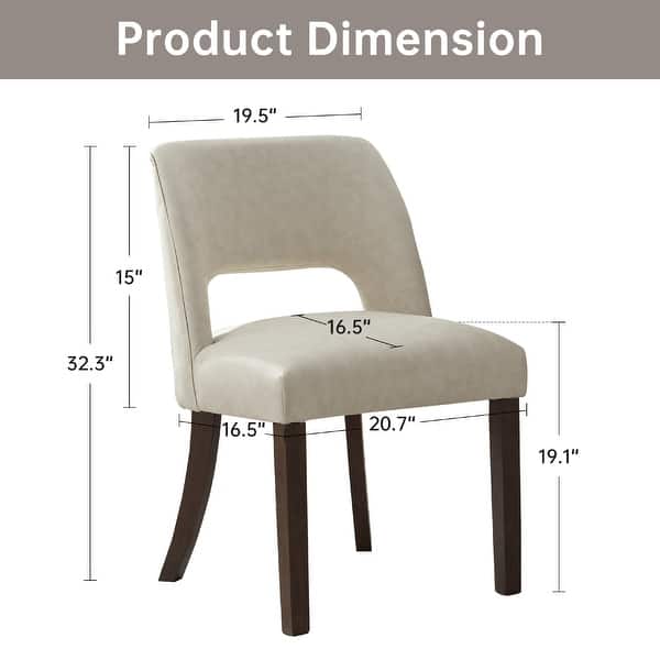 dimension image slide 4 of 6, Modern Dining Chairs, Faux Leather Kitchen Chairs with Wood Legs