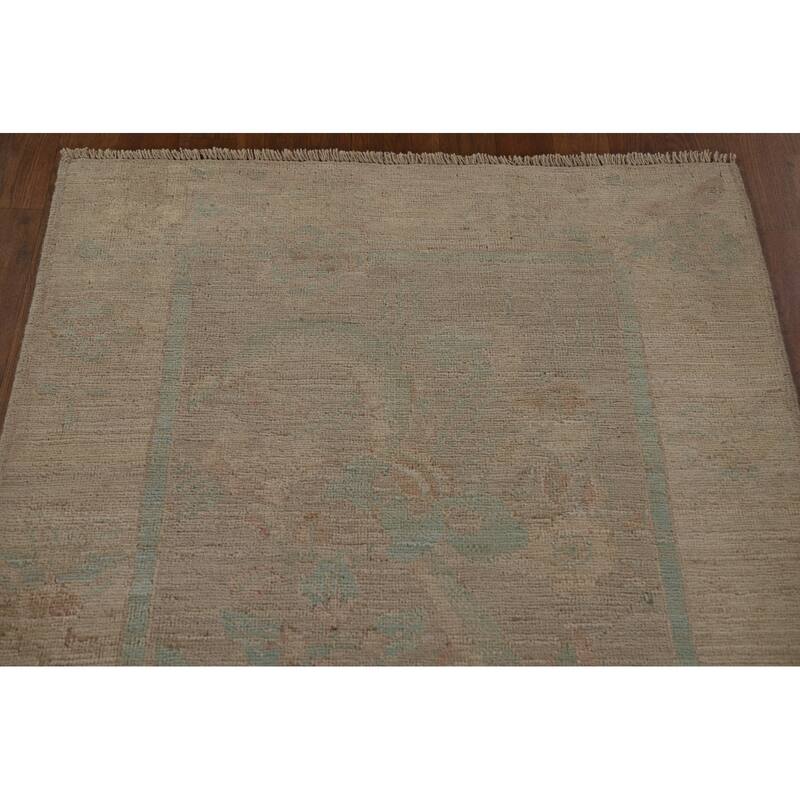 Oushak Oriental Runner Rug Handmade Vegetable Dye Wool Carpet - 3'1"x 11'10"
