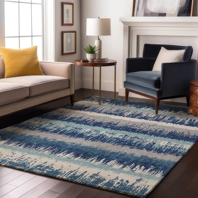 Premium Washable Super Soft Modern Ombre Stripe Mayfield Rug - Blue - 9' x 12'