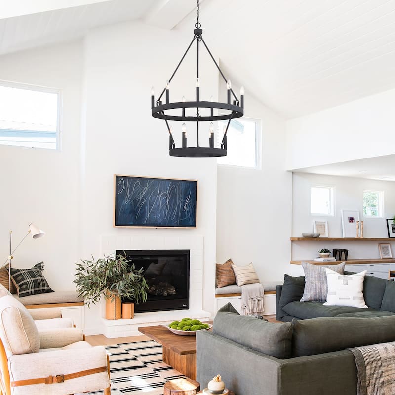Acroma 15-light Farmhouse Black Tiered Chandelier for Dining Room - 27.5 inches
