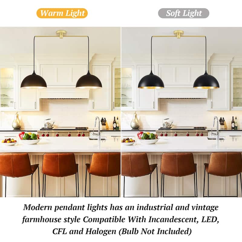 34.64inch 2 Lights Modern Simple Design Pendant with Metal Shade for Living Room Kitchen Island