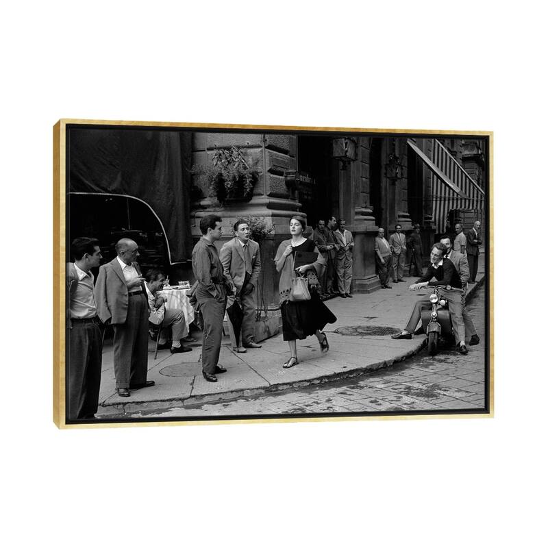 iCanvas "American Girl In Italy (Florence, 1951)" by Ruth Orkin Framed Canvas Print - 18x26 - Gold