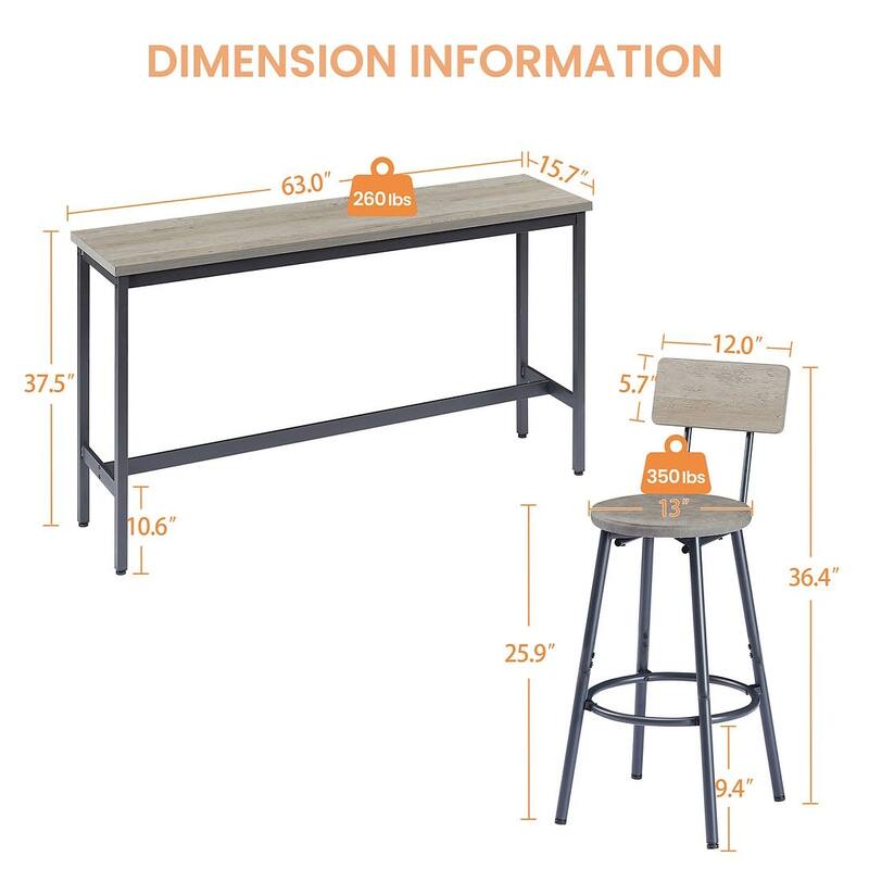 4-Piece Bar Table Set, Counter Height Dining Set
