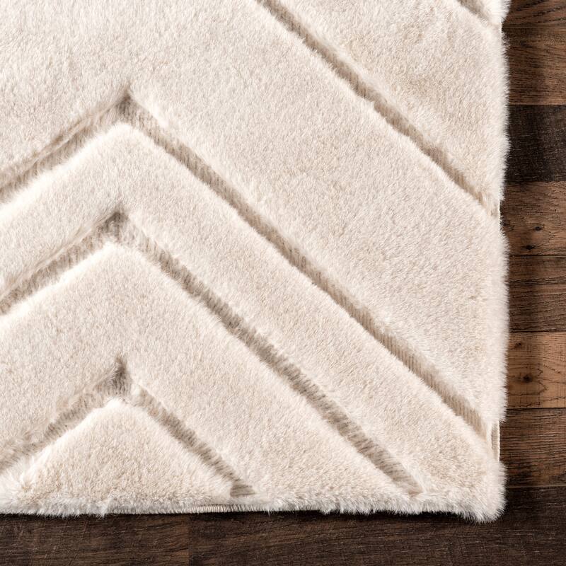 Nuloom Chevron SuperiorWash Faux Rabbit Machine Washable Area Rug