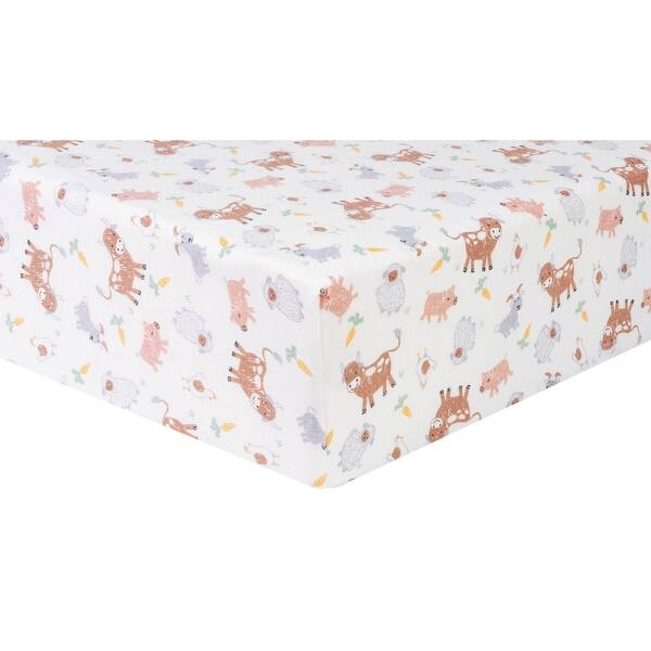 slide 2 of 3, Farm Friends Flannel Fitted Crib Sheet