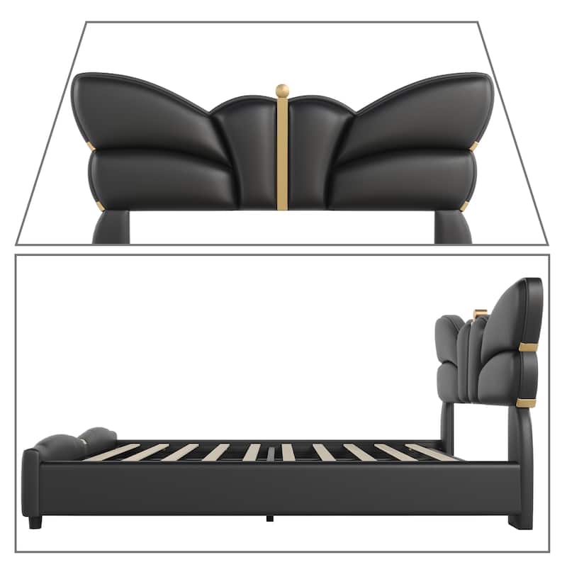 Stylish PU Leather Upholstered Platform Bed - No Box Spring Needed