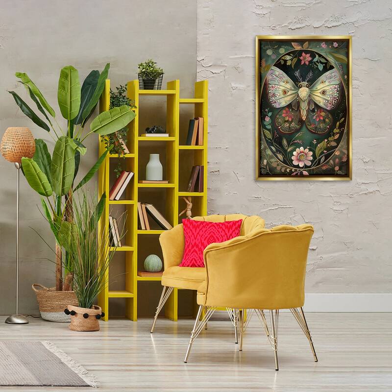 Stupell Green Toned Victorian Moth Framed Floater Canvas Wall Art Design By The Dutch Lady