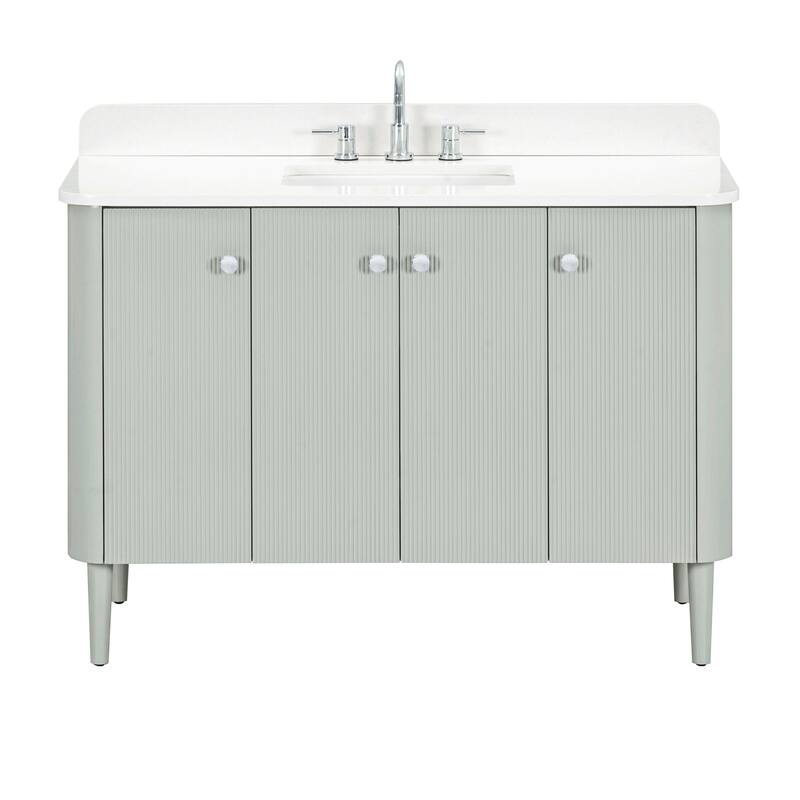 Haley Bathroom Vanity in Soft Sage with White Engineered Stone Top