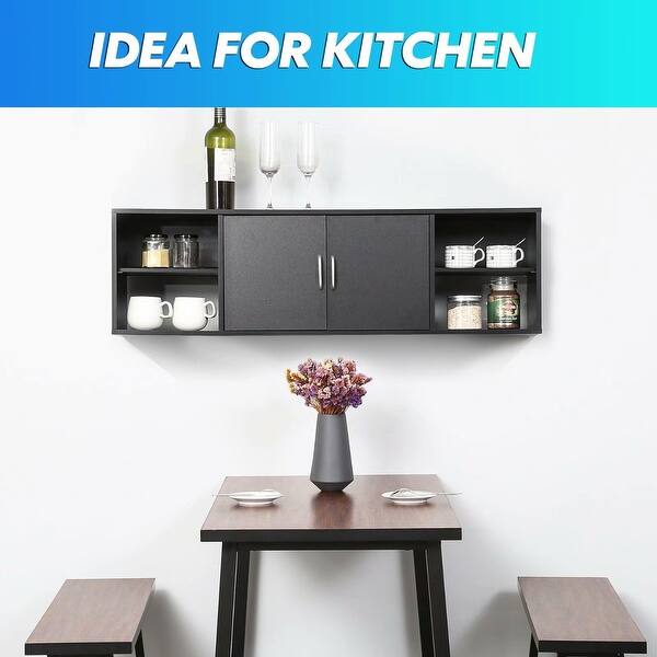 Fitueyes Wall Mounted Hutch Wall Mounted Cabinets Hanging Shelf 43 3 Overstock 32946383