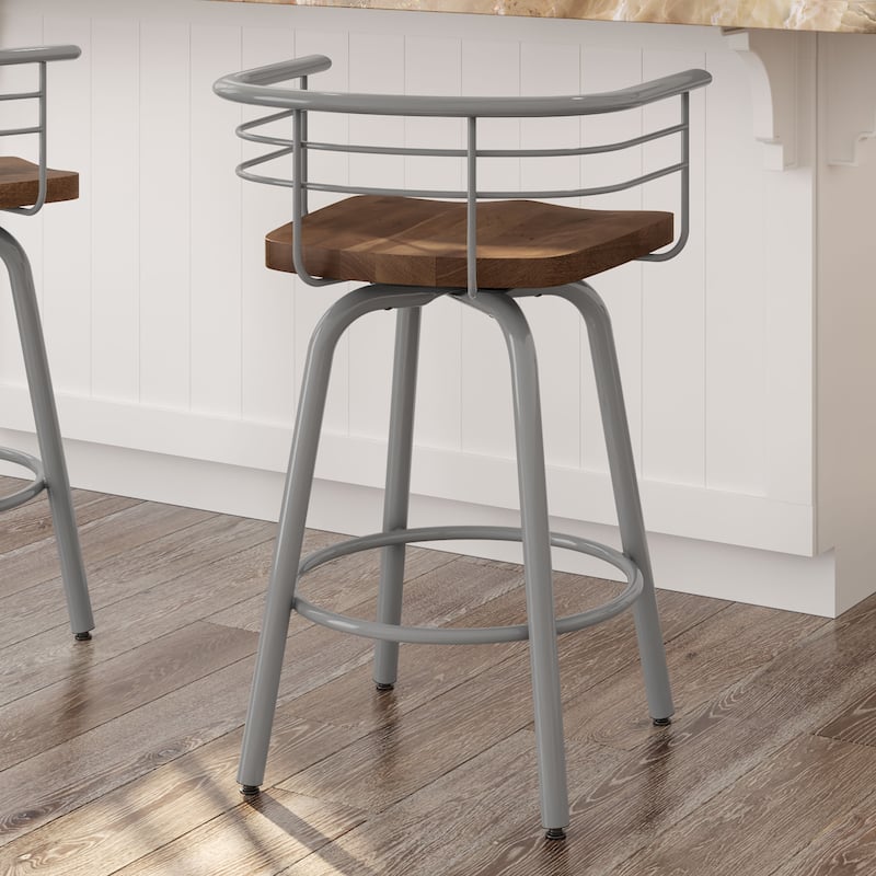 Amisco Brisk Swivel Counter Stool with Distressed Wood Seat