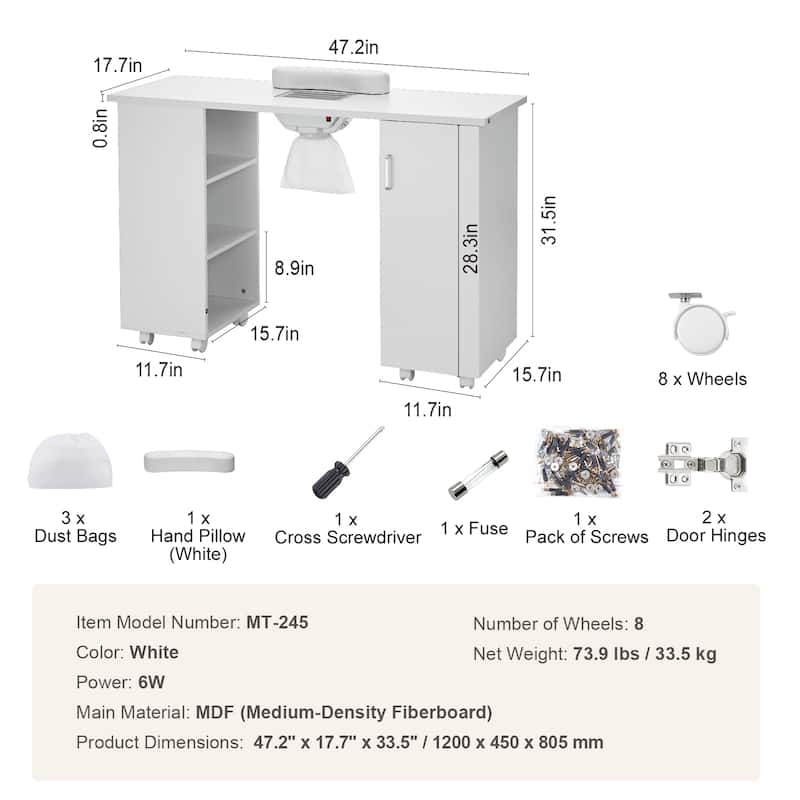 Manicure Table Makeup Dressing Nail Station with Storage Cabinets for Spa Beauty Salon Workstation