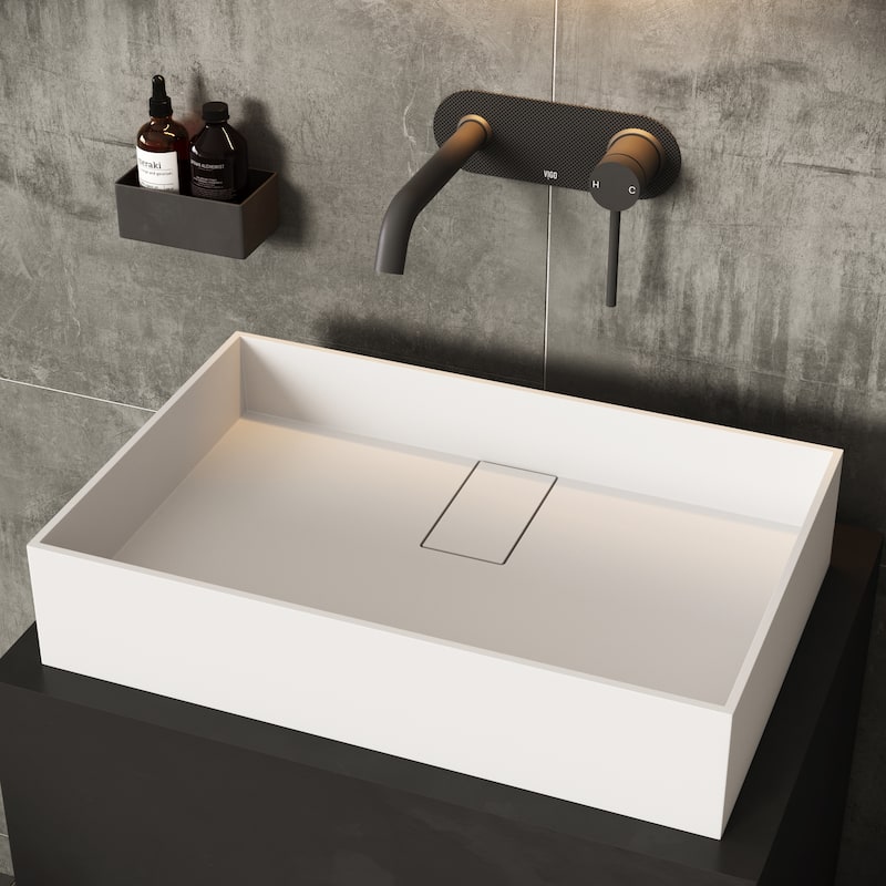 VIGO Bryant 23"L x 15"W x 5"H Matte Stone Rectangular Bathroom Vessel Sink